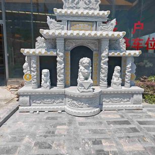 鹤岗芝麻白中国黑石材套墓 花岗岩墓碑