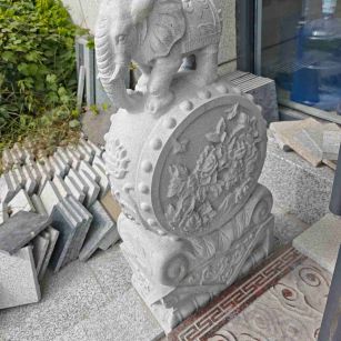 鹤岗芝麻白抱鼓石 庭院抱鼓石